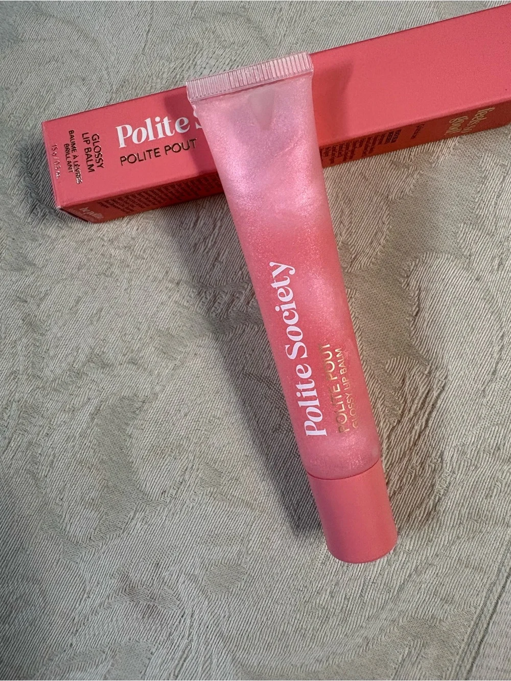 Polite Society Polite Pout Tinted Lip Balm Lipgloss in Peach Bellini BNIB